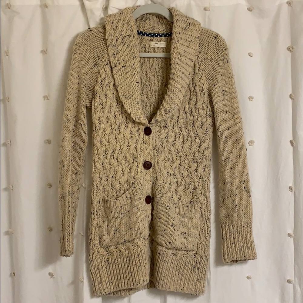 Beige and Black Speckled Cardigan